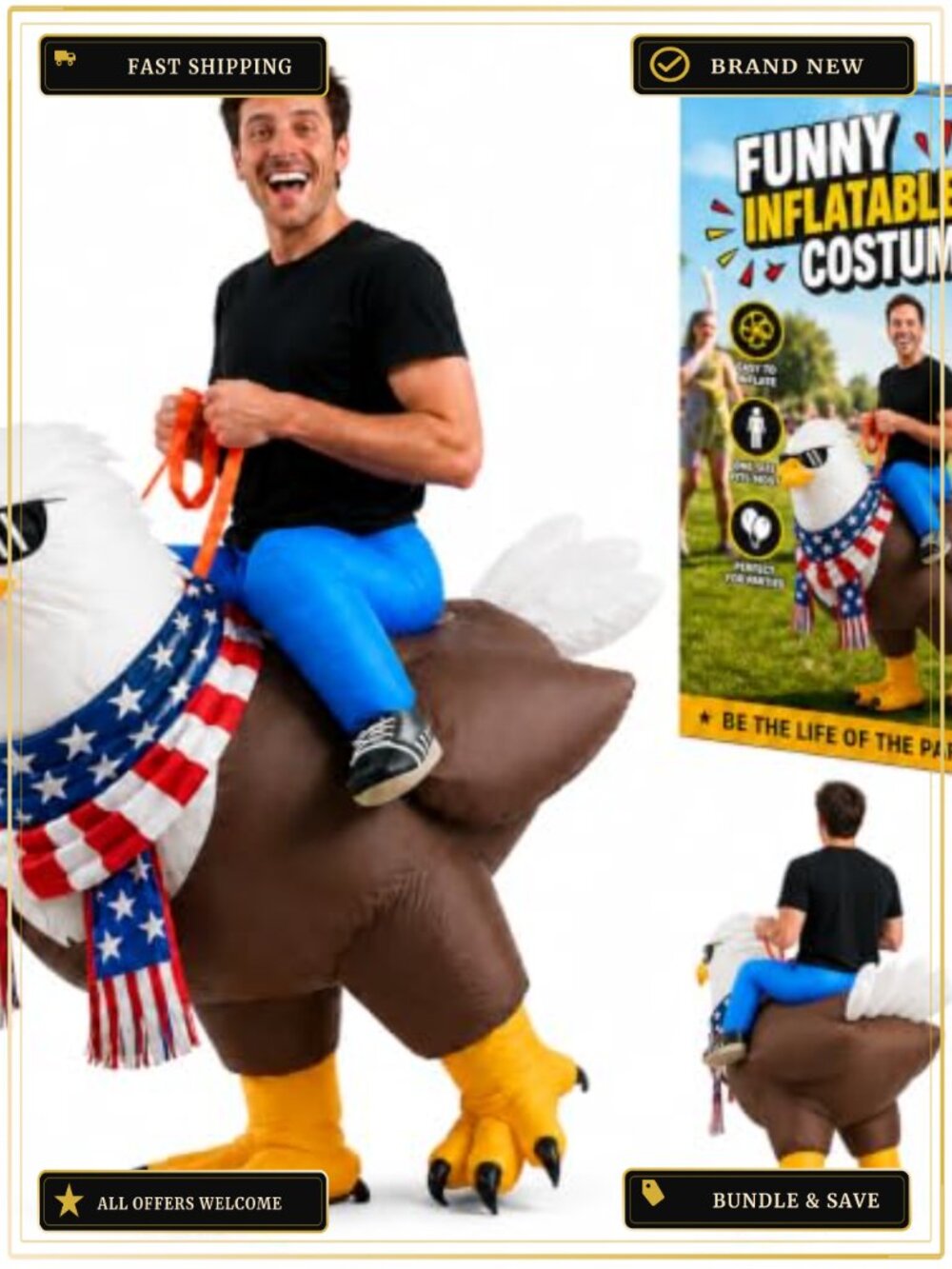 Inflatable Eagle Costume Adult Blow Up Bird Halloween Party Fancy Dress